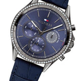 Buy Shop Tommy Hilfiger Ari Quartz Diamonds Blue Dial Blue Leather Strap Watch for Women - 1781979 USA Online