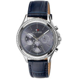 Buy Shop Tommy Hilfiger Ari Quartz Diamonds Blue Dial Blue Leather Strap Watch for Women - 1781979 USA Online