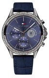Buy Shop Tommy Hilfiger Ari Quartz Diamonds Blue Dial Blue Leather Strap Watch for Women - 1781979 USA Online