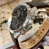 Buy Shop Tommy Hilfiger Asher Chrongraph Blue Dial Brown Leather Strap Watch For Men - 1791855 USA Online