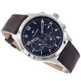 Buy Shop Tommy Hilfiger Asher Chrongraph Blue Dial Brown Leather Strap Watch For Men - 1791855 USA Online
