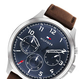 Buy Shop Tommy Hilfiger Asher Chrongraph Blue Dial Brown Leather Strap Watch For Men - 1791855 USA Online