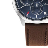 Buy Shop Tommy Hilfiger Asher Chrongraph Blue Dial Brown Leather Strap Watch For Men - 1791855 USA Online