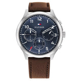 Buy Shop Tommy Hilfiger Asher Chrongraph Blue Dial Brown Leather Strap Watch For Men - 1791855 USA Online
