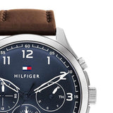 Buy Shop Tommy Hilfiger Asher Chrongraph Blue Dial Brown Leather Strap Watch For Men - 1791855 USA Online