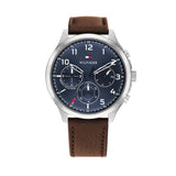 Buy Shop Tommy Hilfiger Asher Chrongraph Blue Dial Brown Leather Strap Watch For Men - 1791855 USA Online