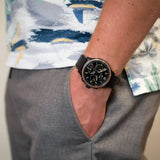 Buy Shop Tommy Hilfiger Asher Chronograph Black Dial Black Leather Strap Watch For Men - 1791854 USA Online