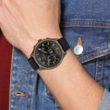 Buy Shop Tommy Hilfiger Asher Chronograph Black Dial Black Leather Strap Watch For Men - 1791854 USA Online