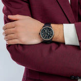 Buy Shop Tommy Hilfiger Asher Chronograph Black Dial Black Leather Strap Watch For Men - 1791854 USA Online