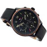 Buy Shop Tommy Hilfiger Asher Chronograph Black Dial Black Leather Strap Watch For Men - 1791854 USA Online