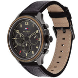 Buy Shop Tommy Hilfiger Asher Chronograph Black Dial Black Leather Strap Watch For Men - 1791854 USA Online