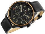 Buy Shop Tommy Hilfiger Asher Chronograph Black Dial Black Leather Strap Watch For Men - 1791854 USA Online