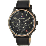 Buy Shop Tommy Hilfiger Asher Chronograph Black Dial Black Leather Strap Watch For Men - 1791854 USA Online