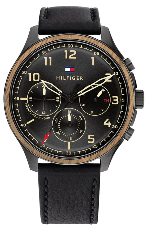 Buy Shop Tommy Hilfiger Asher Chronograph Black Dial Black Leather Strap Watch For Men - 1791854 USA Online