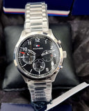 Buy Shop Tommy Hilfiger Asher Chronograph Black Dial Silver Steel Strap Watch For Men - 1791852 USA Online
