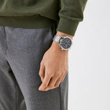 Buy Shop Tommy Hilfiger Asher Chronograph Black Dial Silver Steel Strap Watch For Men - 1791852 USA Online
