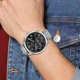 Buy Shop Tommy Hilfiger Asher Chronograph Black Dial Silver Steel Strap Watch For Men - 1791852 USA Online