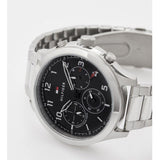Buy Shop Tommy Hilfiger Asher Chronograph Black Dial Silver Steel Strap Watch For Men - 1791852 USA Online