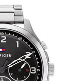Buy Shop Tommy Hilfiger Asher Chronograph Black Dial Silver Steel Strap Watch For Men - 1791852 USA Online