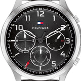 Buy Shop Tommy Hilfiger Asher Chronograph Black Dial Silver Steel Strap Watch For Men - 1791852 USA Online