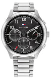 Buy Shop Tommy Hilfiger Asher Chronograph Black Dial Silver Steel Strap Watch For Men - 1791852 USA Online