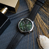 Buy Shop Tommy Hilfiger Asher Chronograph Green Dial Black Leather Strap Watch For Men - 1791856 USA Online