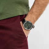 Buy Shop Tommy Hilfiger Asher Chronograph Green Dial Black Leather Strap Watch For Men - 1791856 USA Online