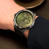 Buy Shop Tommy Hilfiger Asher Chronograph Green Dial Black Leather Strap Watch For Men - 1791856 USA Online