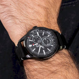 Buy Shop Tommy Hilfiger Austin Black Dial Black Leather Strap Watch for Men - 1791638 USA Online