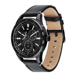 Buy Shop Tommy Hilfiger Austin Black Dial Black Leather Strap Watch for Men - 1791638 USA Online