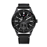 Buy Shop Tommy Hilfiger Austin Black Dial Black Leather Strap Watch for Men - 1791638 USA Online