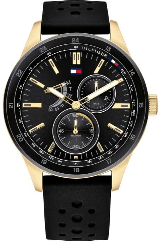 Buy Shop Tommy Hilfiger Austin Black Dial Black Rubber Strap Watch for Men - 1791636 USA Online
