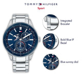 Buy Shop Tommy Hilfiger Austin Blue Dial Silver Steel Strap Watch for Men - 1791640 USA Online