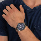 Buy Shop Tommy Hilfiger Austin Blue Dial Silver Steel Strap Watch for Men - 1791640 USA Online