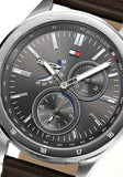 Buy Shop Tommy Hilfiger Austin Grey Dial Brown Leather Strap Watch for Men - 1791637 USA Online
