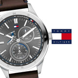 Buy Shop Tommy Hilfiger Austin Grey Dial Brown Leather Strap Watch for Men - 1791637 USA Online