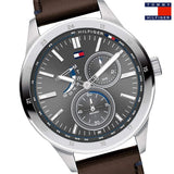 Buy Shop Tommy Hilfiger Austin Grey Dial Brown Leather Strap Watch for Men - 1791637 USA Online