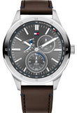 Buy Shop Tommy Hilfiger Austin Grey Dial Brown Leather Strap Watch for Men - 1791637 USA Online