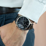 Buy Shop Tommy Hilfiger Baker Chronograph Black Dial Black Leather Strap Watch For Men - 1710449 USA Online
