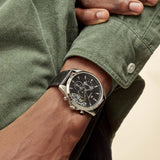 Buy Shop Tommy Hilfiger Baker Chronograph Black Dial Black Leather Strap Watch For Men - 1710449 USA Online