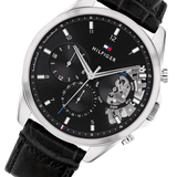 Buy Shop Tommy Hilfiger Baker Chronograph Black Dial Black Leather Strap Watch For Men - 1710449 USA Online