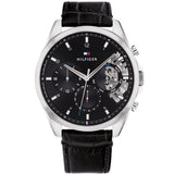 Buy Shop Tommy Hilfiger Baker Chronograph Black Dial Black Leather Strap Watch For Men - 1710449 USA Online