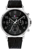 Buy Shop Tommy Hilfiger Baker Chronograph Black Dial Black Leather Strap Watch For Men - 1710449 USA Online