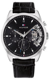 Buy Shop Tommy Hilfiger Baker Chronograph Black Dial Black Leather Strap Watch For Men - 1710449 USA Online