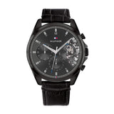 Buy Shop Tommy Hilfiger Baker Chronograph Black Dial Black Leather Strap Watch For Men - 1710452 USA Online