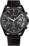 Buy Shop Tommy Hilfiger Baker Chronograph Black Dial Black Leather Strap Watch For Men - 1710452 USA Online