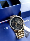 Buy Shop Tommy Hilfiger Baker Chronograph Black Dial Gold Steel Strap Watch for Men - 1710447 USA Online