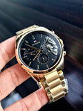 Buy Shop Tommy Hilfiger Baker Chronograph Black Dial Gold Steel Strap Watch for Men - 1710447 USA Online