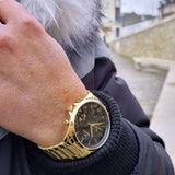 Buy Shop Tommy Hilfiger Baker Chronograph Black Dial Gold Steel Strap Watch for Men - 1710447 USA Online