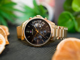 Buy Shop Tommy Hilfiger Baker Chronograph Black Dial Gold Steel Strap Watch for Men - 1710447 USA Online